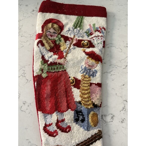 Vintage Needlepoint Christmas Stocking Handmade Toys Sock Shape GORGEOUS! - Picture 3 of 8